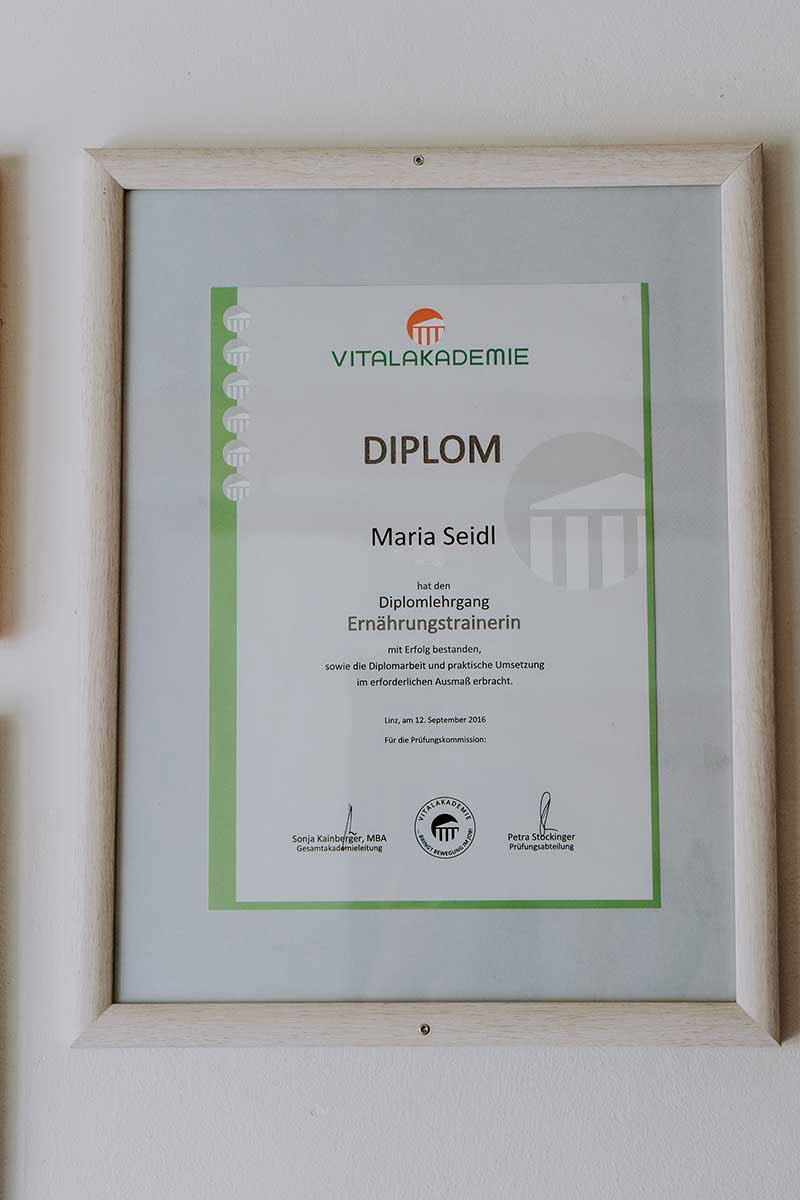 Diplom Vitalakademie - Ernährungsberaterin - Haus Sonnegg in Saalbach